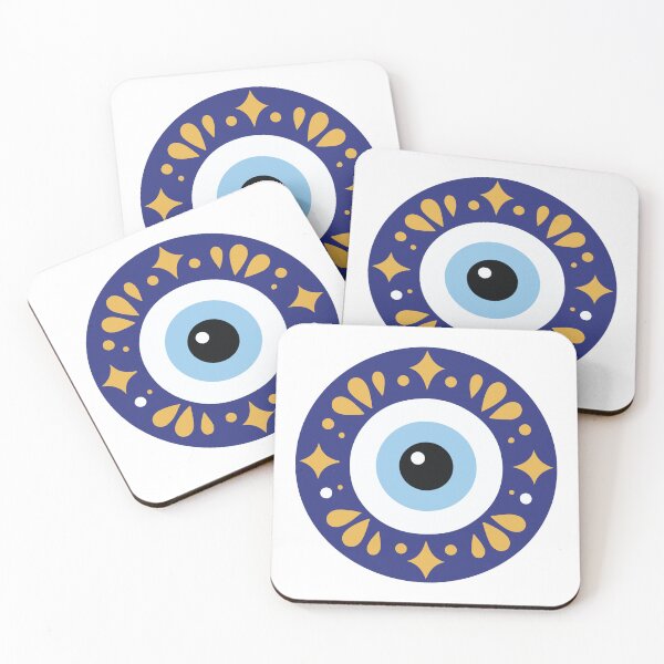 Item preview, Ornamental Blue Evil Eye Nazar Gold Protection Symbol designed and sold by FemmePod.