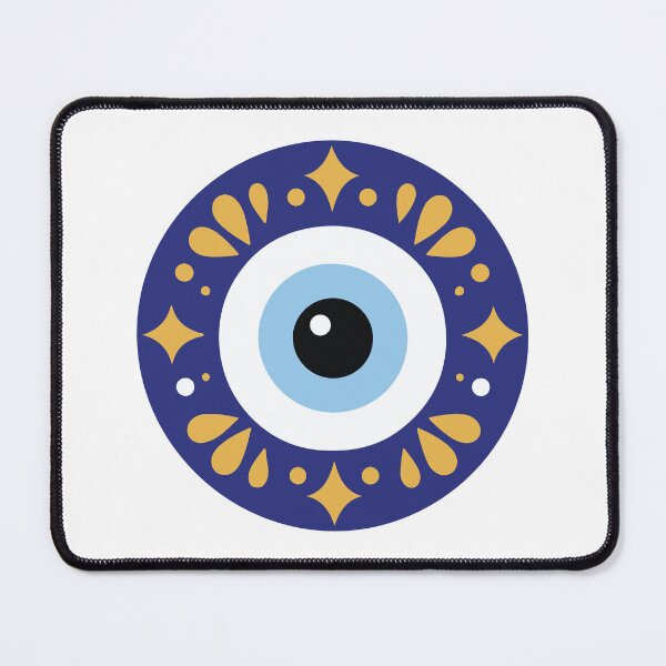 Item preview, Ornamental Blue Evil Eye Nazar Gold Protection Symbol designed and sold by FemmePod.