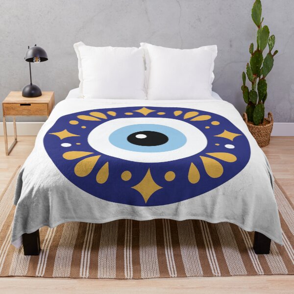 Item preview, Ornamental Blue Evil Eye Nazar Gold Protection Symbol designed and sold by FemmePod.