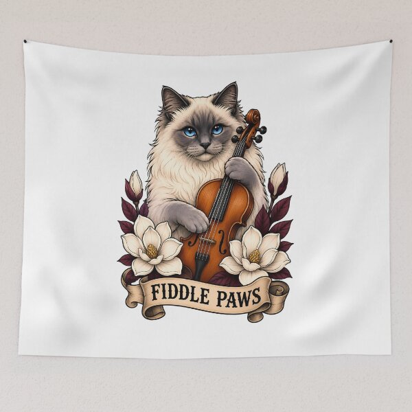 Item preview, Fiddle Paws Cat Violin Folk Music designed and sold by Old's Cool Cat Studio.