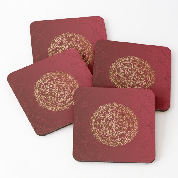 Item preview, Royal Red and Gold Floral Mandala Art designed and sold by Apurva Joshi.