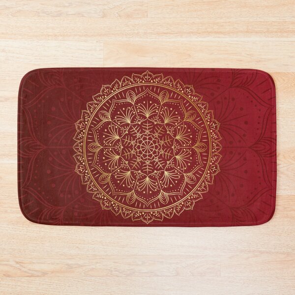 Item preview, Royal Red and Gold Floral Mandala Art designed and sold by Apurva Joshi.