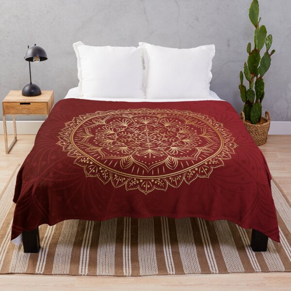 Item preview, Royal Red and Gold Floral Mandala Art designed and sold by Apurva Joshi.