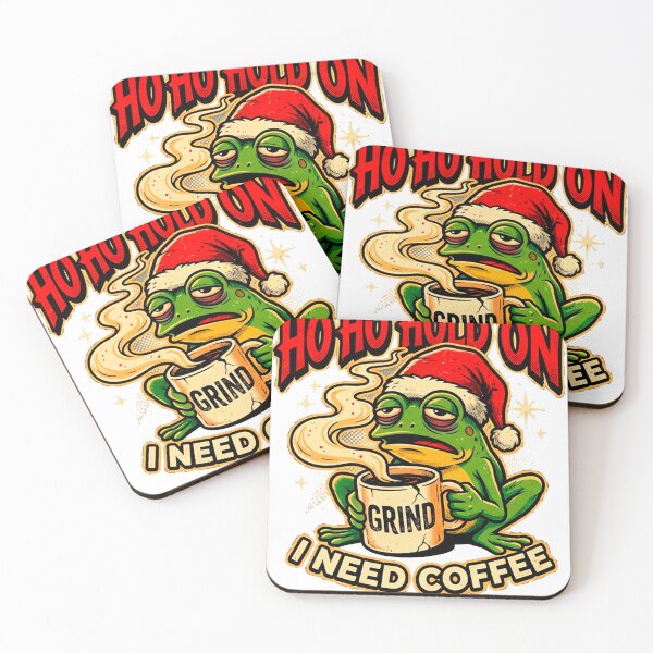 Item preview, Ho Ho Hold On I Need Coffee Funny Frog Santa Christmas designed and sold by VladaWhat.