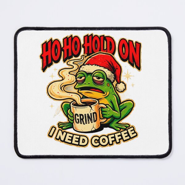 Item preview, Ho Ho Hold On I Need Coffee Funny Frog Santa Christmas designed and sold by VladaWhat.