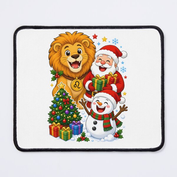 Item preview, Cute Leo Lion Santa Snowman Christmas designed and sold by Zodiac Celestial Art.