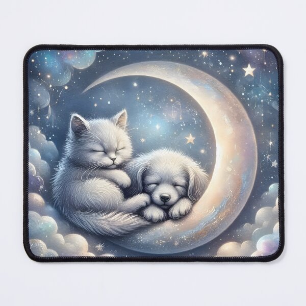 Item preview, Sleeping Dog and Cat on Crescent Moon designed and sold by Sybille-Yates.