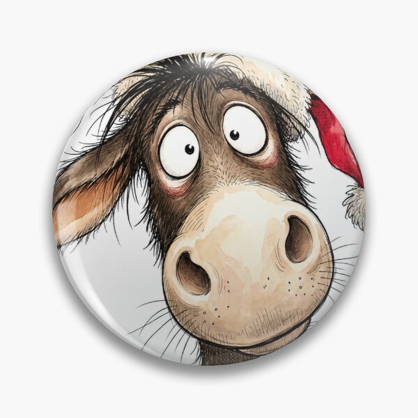 Item preview, Funny Christmas Donkey in Santa Hat – Goofy Holiday Watercolor Art designed and sold by Darlin8888.
