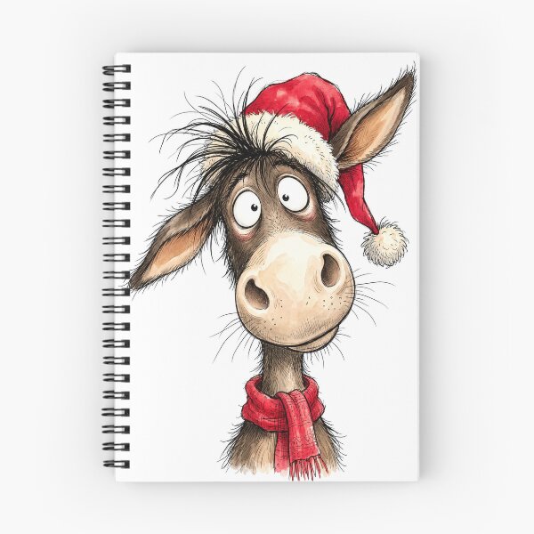 Item preview, Funny Christmas Donkey in Santa Hat – Goofy Holiday Watercolor Art designed and sold by Darlin8888.