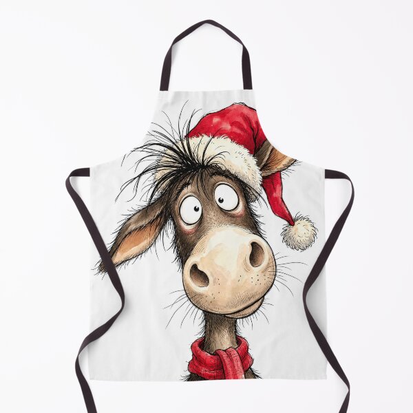Item preview, Funny Christmas Donkey in Santa Hat – Goofy Holiday Watercolor Art designed and sold by Darlin8888.