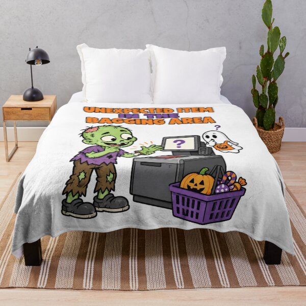 Item preview, Unexpected Item in the Bagging Area Funny Zombie Halloween. designed and sold by The-T-In-Retro.
