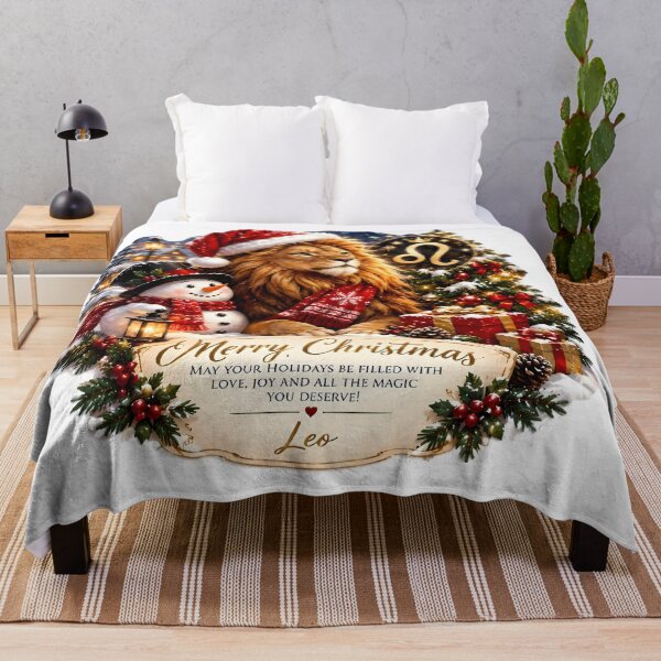 Item preview, Majestic Leo Lion Merry Christmas Zodiac designed and sold by Zodiac Celestial Art.