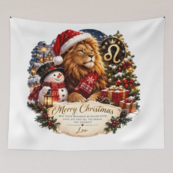 Item preview, Majestic Leo Lion Merry Christmas Zodiac designed and sold by Zodiac Celestial Art.