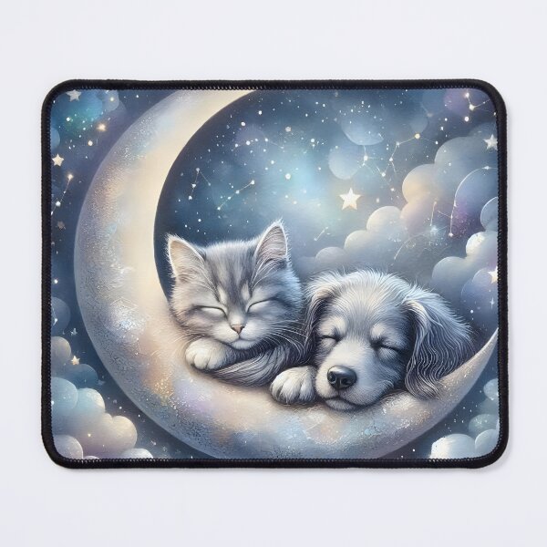 Item preview, Sleeping Dog and Cat on Crescent Moon designed and sold by Sybille-Yates.
