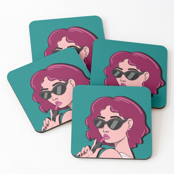 Item preview, Beautiful Woman Putting on Lipstick in Bright Colour designed and sold by avellis illustrations.