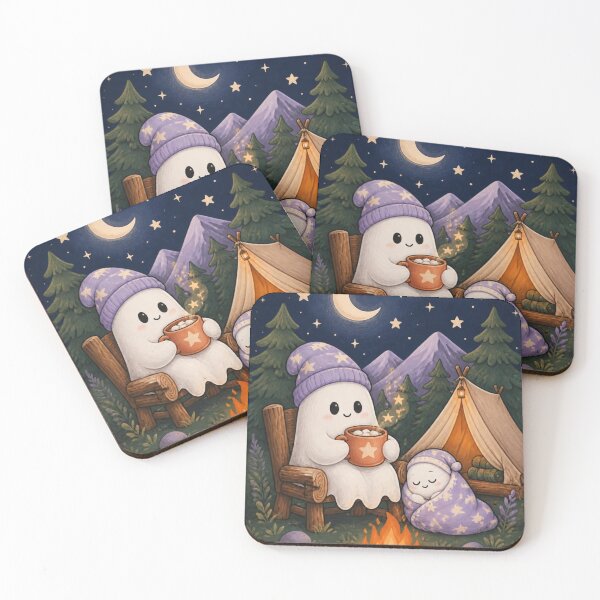 Item preview, Cute Ghost Camping with Hot Cocoa Under Stars designed and sold by Mnyus shop.