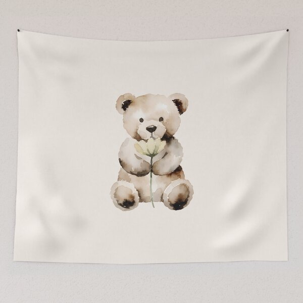 Item preview, Vintage Watercolor Teddy Bear Holding a Flower designed and sold by joymikim.