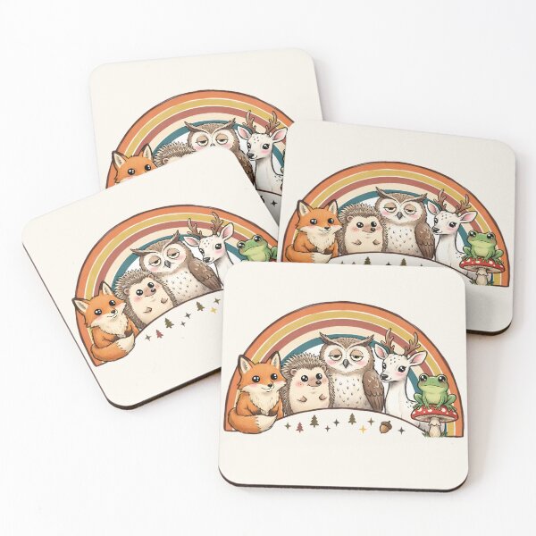 Item preview, Cute Woodland Animals Retro Rainbow - Forest Friends Art designed and sold by Driesman.