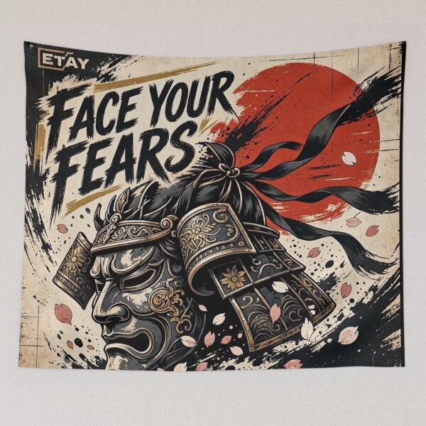 Item preview, Face Your Fears Japanese Samurai Warrior Discipline Over Doubt Aesthetic designed and sold by Dogandesighn.