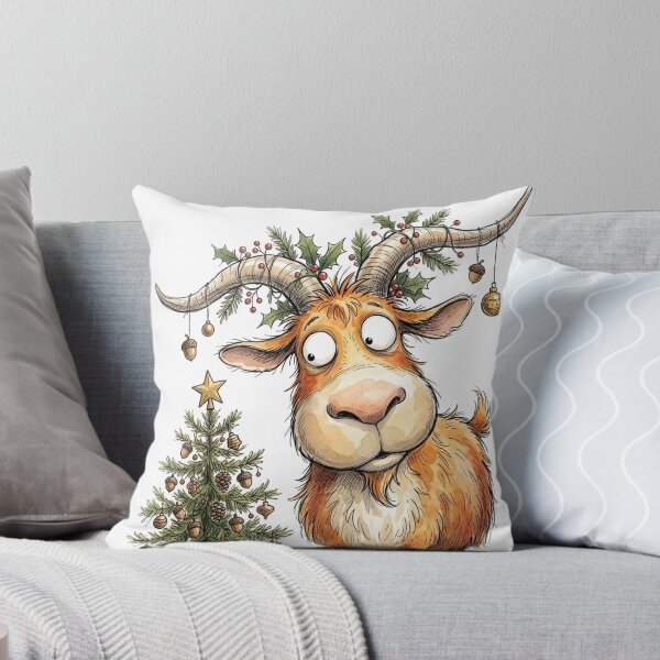 Item preview, Funny Christmas Goat with Decorated Horns – Whimsical Holiday Art designed and sold by Darlin8888.