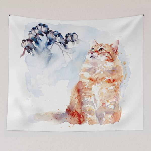 Item preview, Orange Tabby Looking Up at Birds designed and sold by caracatita75.