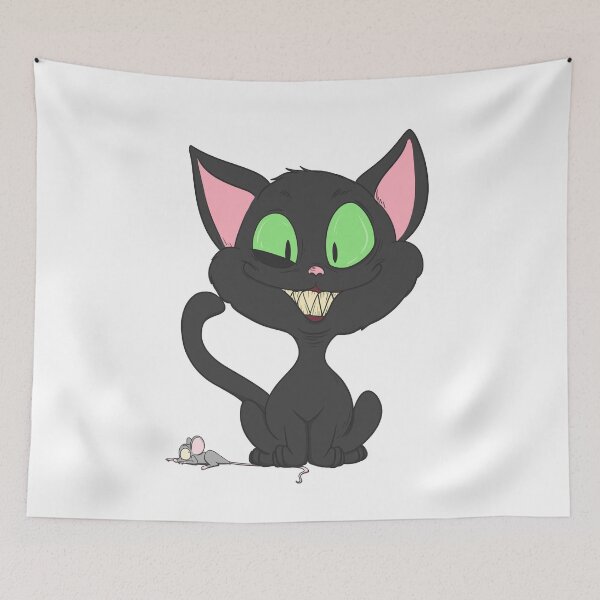 Item preview, Spooky Halloween Cat Caught a Mouse designed and sold by avellis illustrations.