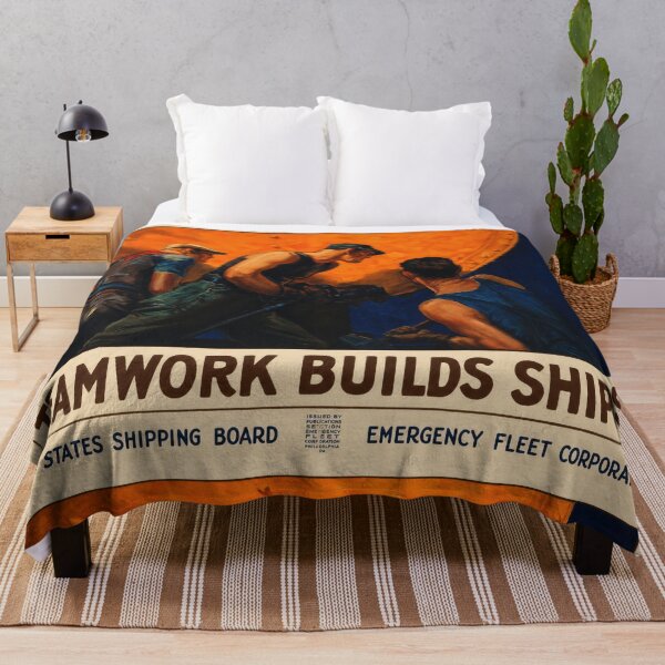 Item preview, Teamwork Builds Ships Wartime Advertisement designed and sold by artofuniverse.