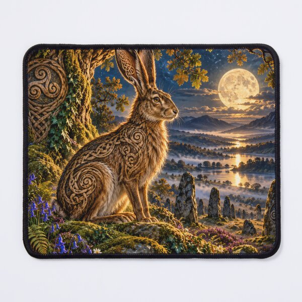 Item preview, The Moonlit Celtic Hare – Mystical Pagan Wildlife Fantasy Art designed and sold by thewandswant.