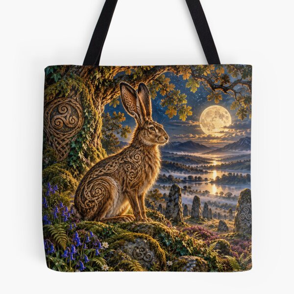 Item preview, The Moonlit Celtic Hare – Mystical Pagan Wildlife Fantasy Art designed and sold by thewandswant.
