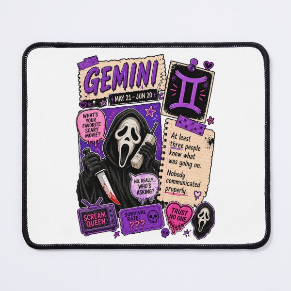Item preview, Gemini Ghostface Scream Zodiac Horror Collage Design designed and sold by JoseldShopus.