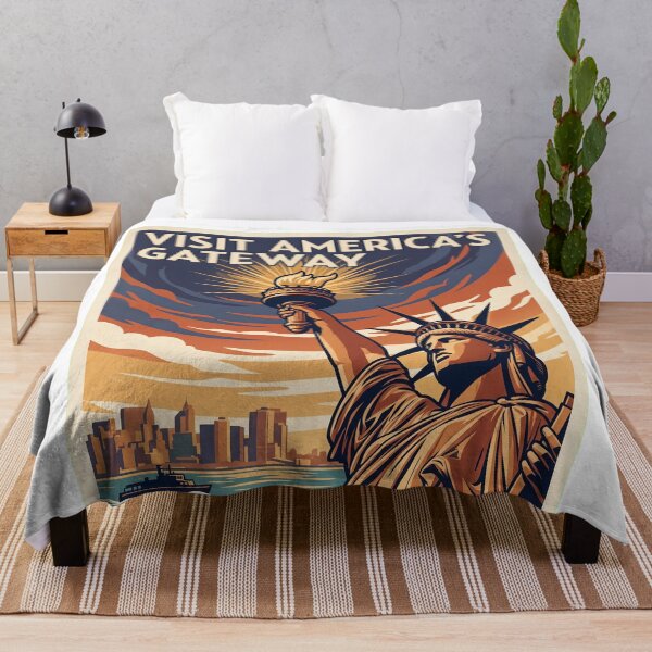Item preview, Statue of Liberty New York Harbor Travel Poster designed and sold by Bad-Decisions-Designs.