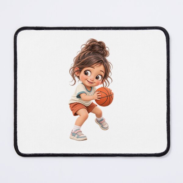 Item preview, Cute Little Girl Playing Basketball Cartoon designed and sold by ArtsAmaze.
