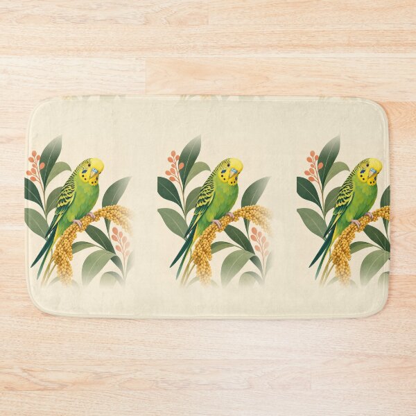 Item preview, Curious Green and Yellow Budgie – Botanical Parakeet Illustration designed and sold by astersgraphics.