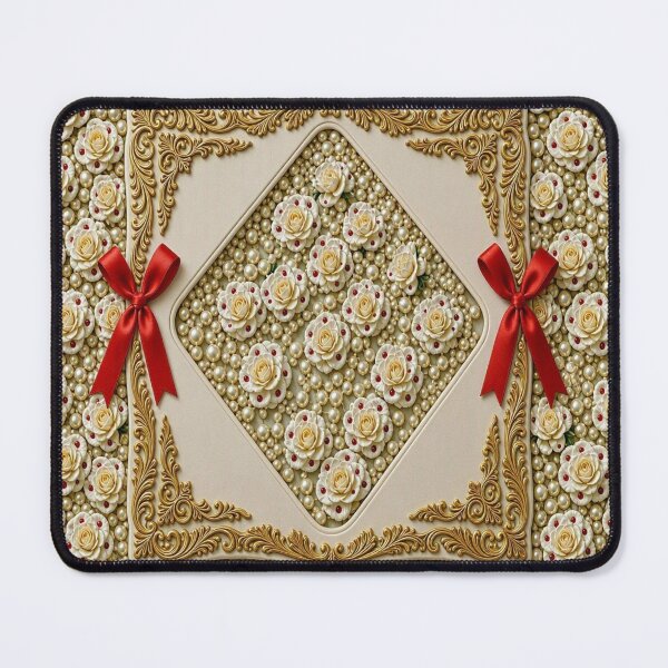 Item preview, Luxury Baroque Rose and Pearl Ornament Pattern designed and sold by Breezes-of-Ida.
