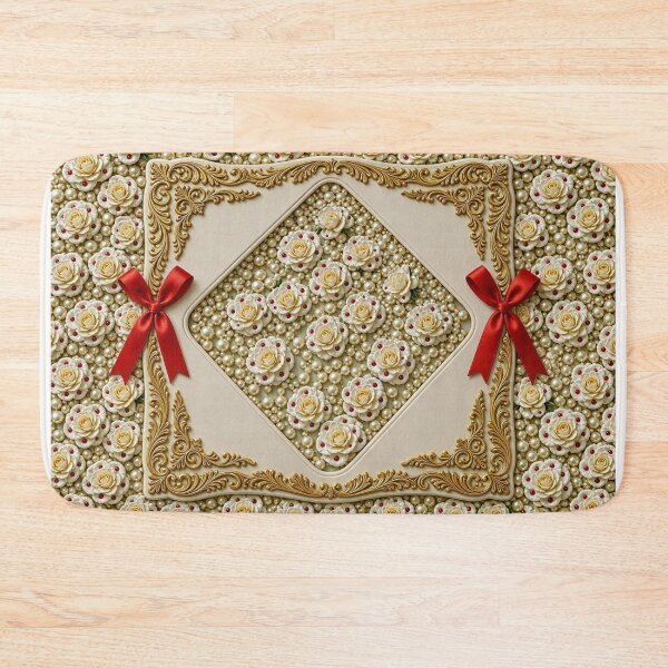 Item preview, Luxury Baroque Rose and Pearl Ornament Pattern designed and sold by Breezes-of-Ida.
