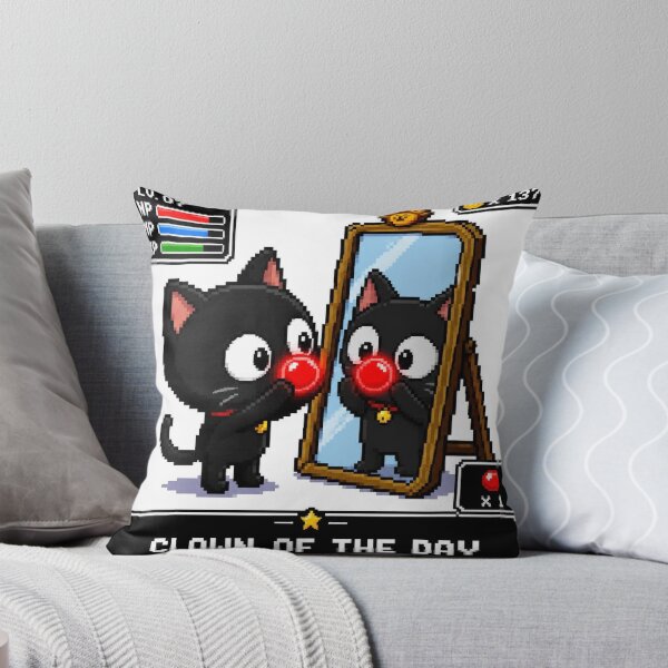 Item preview, Clown of the Day Retro RPG Game Pixel Black Cat designed and sold by blairvina9028.