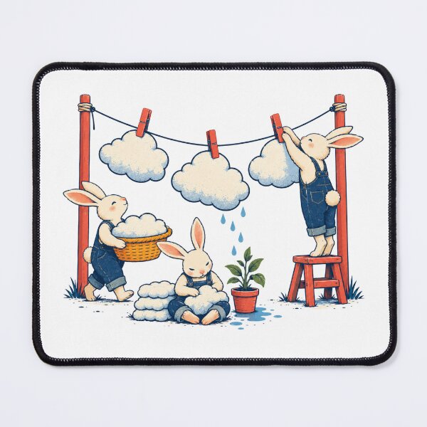 Item preview, Cloud Laundry Day with Three Rabbits designed and sold by LuxChu.