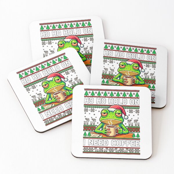 Item preview, Ho Ho Hold On I Need Coffee Funny Frog Santa Ugly Christmas Sweater designed and sold by VladaWhat.