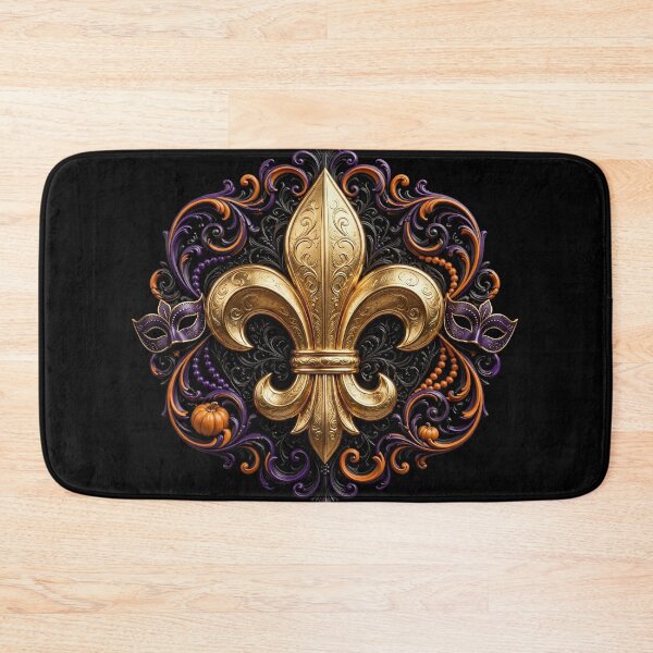 Item preview, Fleur De Lys Halloween Mardi Gras Gold Purple Orange Festive Dark Emblem designed and sold by ProjectNoah.