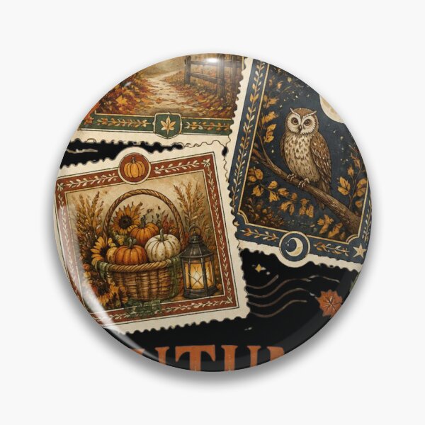 Item preview, Autumn Moods Vintage Stamps Owl Pumpkin Cozy Fall designed and sold by Mnyus shop.