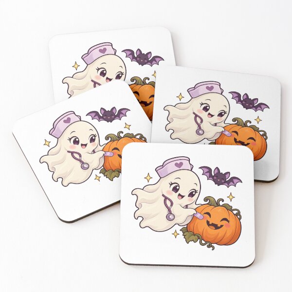 Item preview, Cute Ghost Nurse with Pumpkin – Kawaii Halloween designed and sold by RetroPop23.