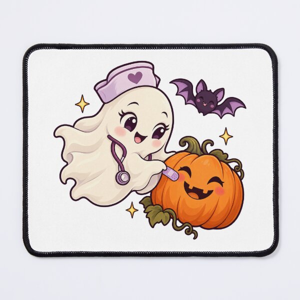 Item preview, Cute Ghost Nurse with Pumpkin – Kawaii Halloween designed and sold by RetroPop23.