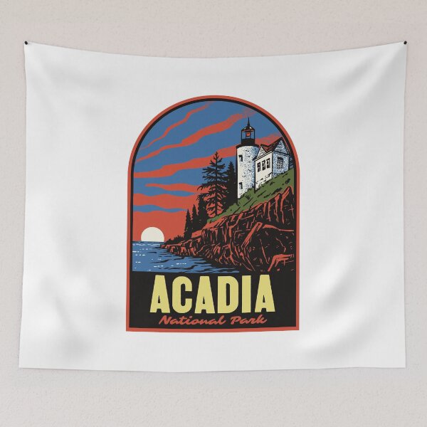 Item preview, Retro Acadia National Park Bass Harbor Lighthouse Maine designed and sold by HalpinDesign.