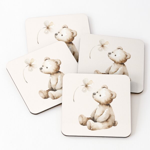Item preview, Watercolor Teddy Bear with a Delicate Flower designed and sold by joymikim.
