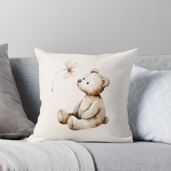 Item preview, Watercolor Teddy Bear with a Delicate Flower designed and sold by joymikim.