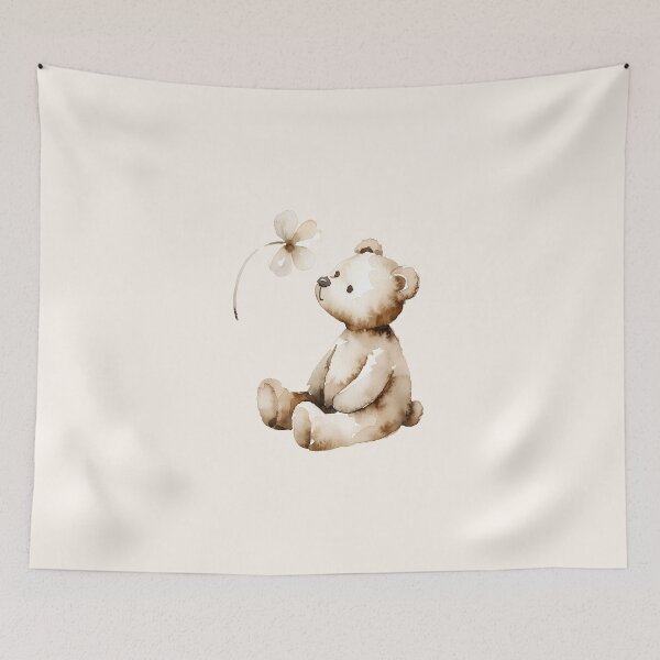 Item preview, Watercolor Teddy Bear with a Delicate Flower designed and sold by joymikim.
