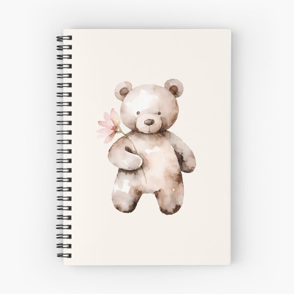 Item preview, Watercolor Teddy Bear Holding a Pink Flower designed and sold by joymikim.