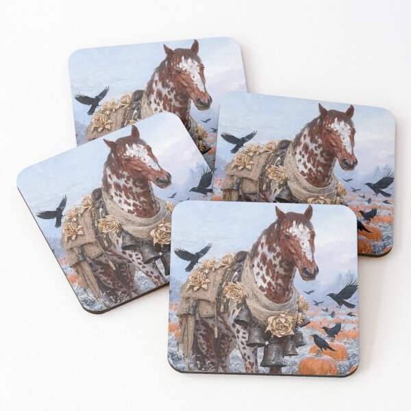 Item preview, Frosty Pumpkin Patch Horse Folk Art designed and sold by KAMOCHI Art.