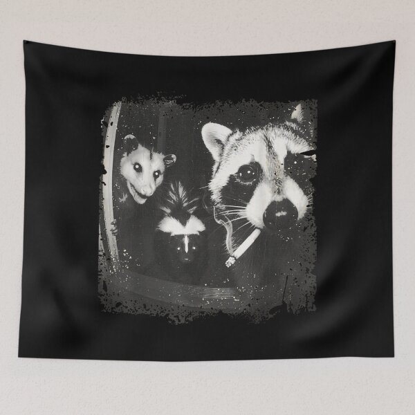 Item preview, Vintage Raccoon Opossum and Skunk Night Portrait designed and sold by NguboNorento.