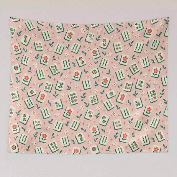 Item preview, Mahjong Pattern Tiles Dice Pastel Jade Blush designed and sold by Fanverse Merchandise.